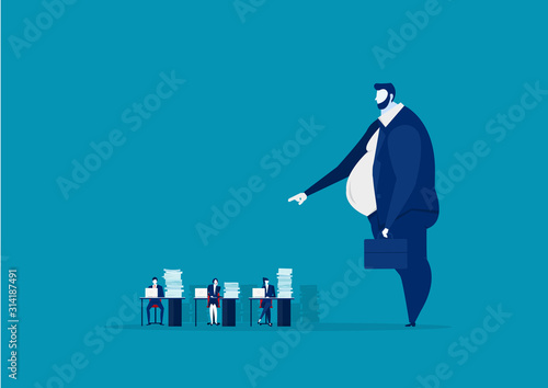 The employer shadow command employee hard work in office concept vector