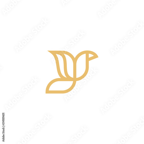 lily and bird logo design 