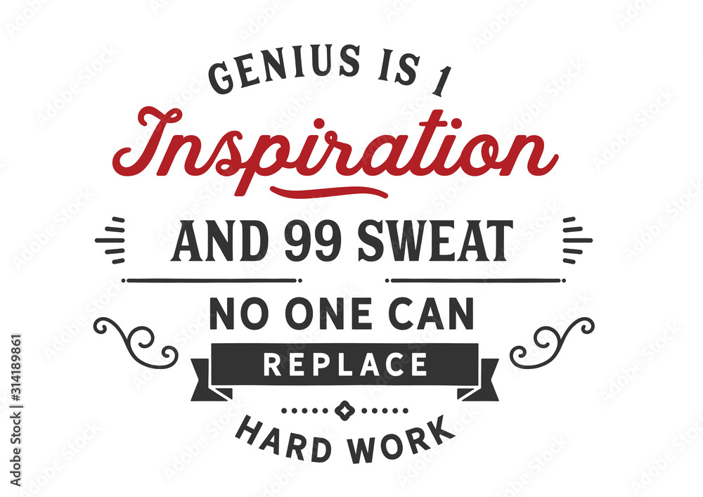 Genius is 1 inspiration and 99 sweat no one can replace hard work