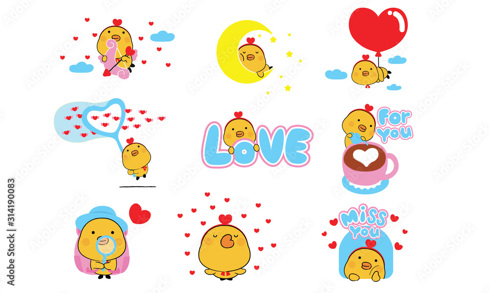 Cute ducks lovely concept cartoon vector for valentine's day