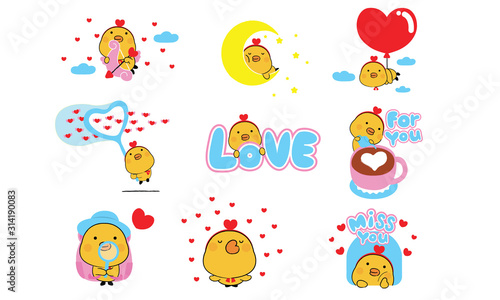 Cute ducks lovely concept cartoon vector for valentine's day