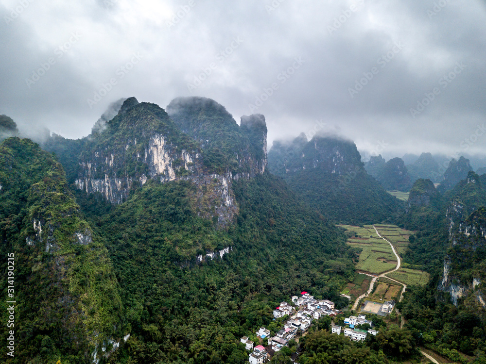 The small village in karst mountains