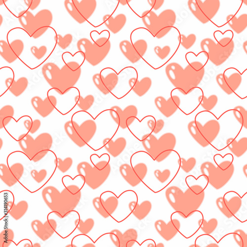 Seamless pattern with hearts of tender color and with. Vector illustration...
