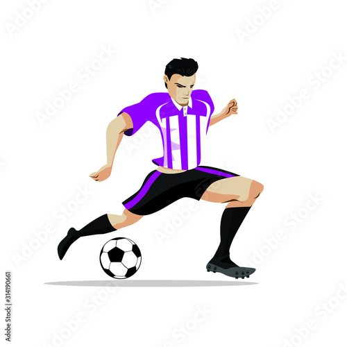 Fototapeta Naklejka Na Ścianę i Meble -  Footballer Kicking Ball Vector Illustration, White Background - Vector