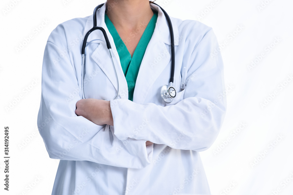 Close-up of a doctor with crossed arms Close-up of a doctor with crossed arms