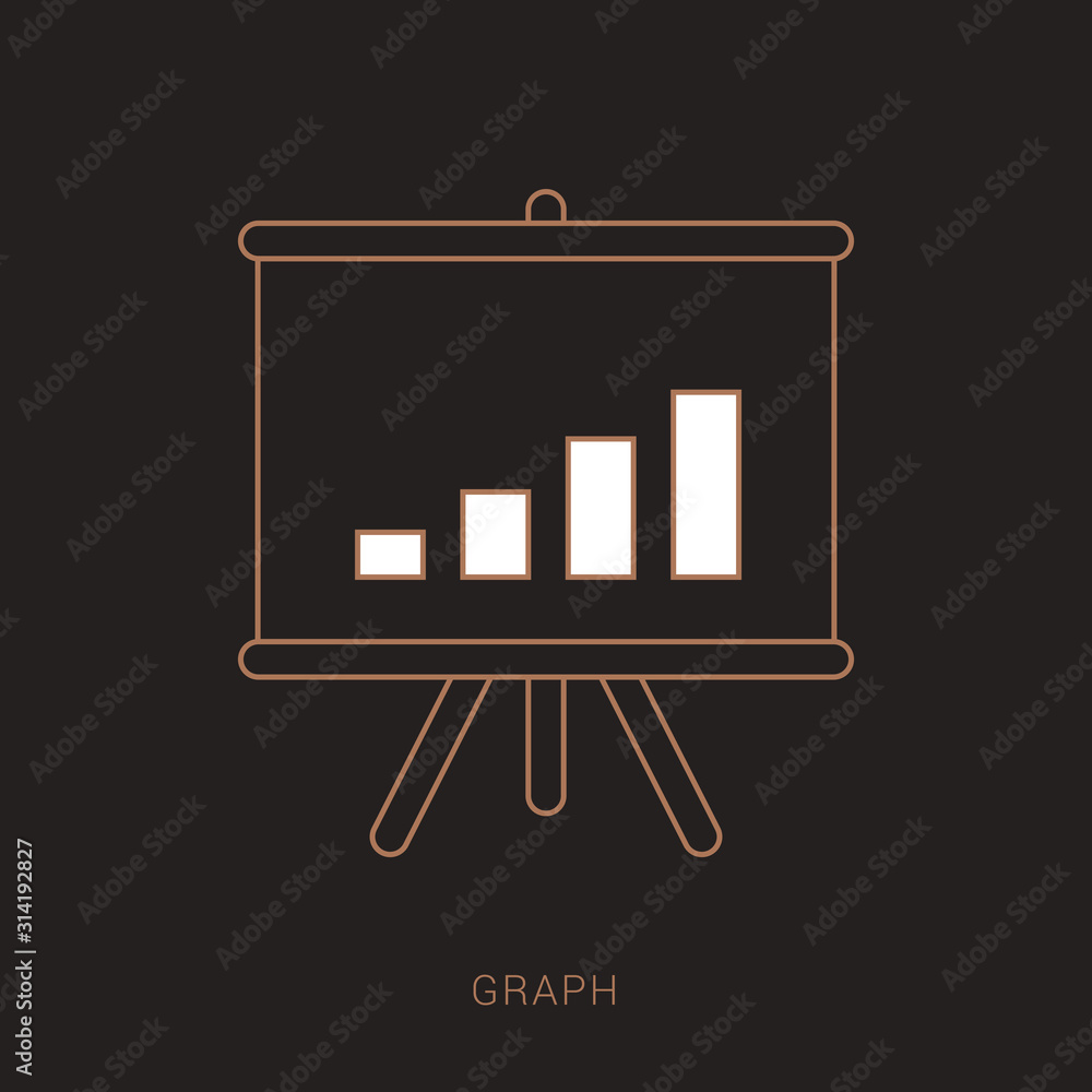 Office board with charts and diagrams vector illustration. Brown and white color with outline concept. Office board with charts and diagrams vector illustration. Brown and white color with outline concept.
