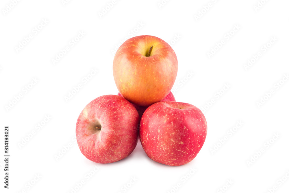 group of red apple on white background fruit agriculture food isolated