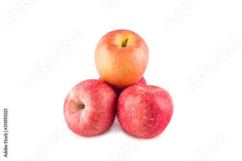 group of red apple on white background fruit agriculture food isolated
