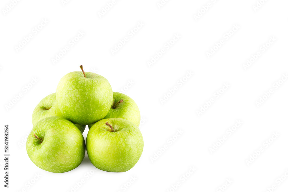 fresh green apple on white background fruit agriculture food isolated