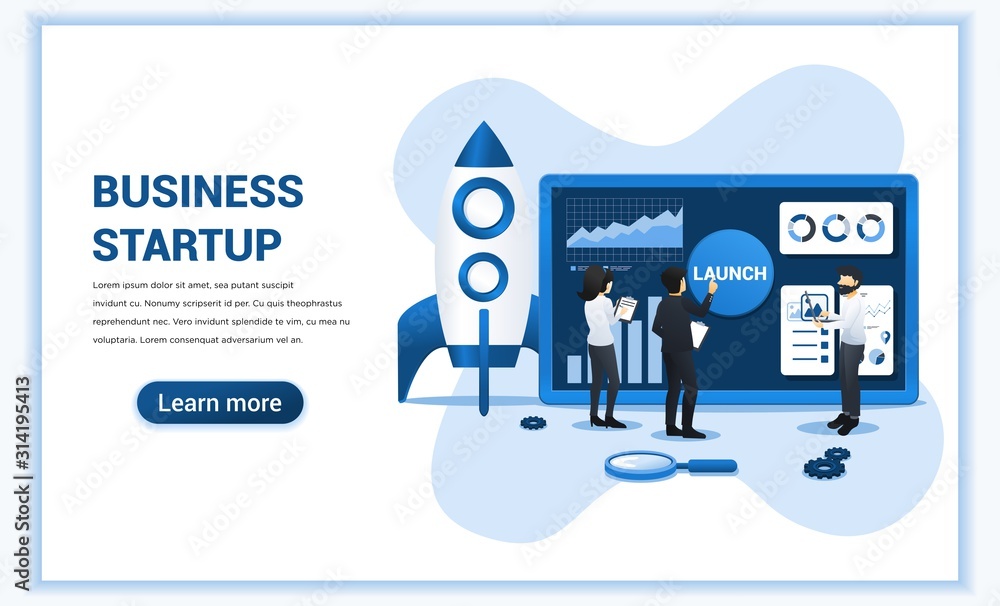 Business start up concept with people working on the screen getting ...