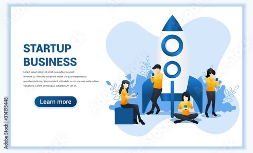 Start up Project concept for mobile app development and business. Can use for web banner, infographics, landing page, web template. Vector illustration