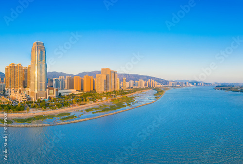 City Scenery of both sides of Minjiang River, Fuzhou City, Fujian Province, China © Weiming