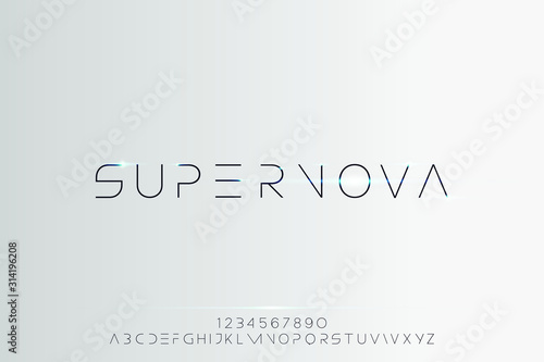 Supernova. Abstract technology futuristic alphabet font. digital space typography vector illustration design