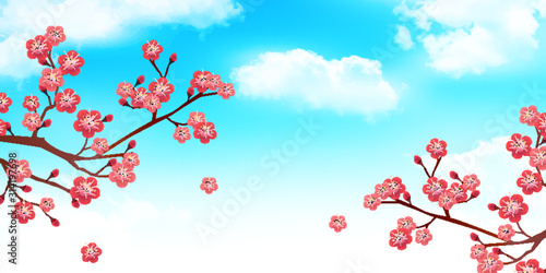 梅　花　春　背景