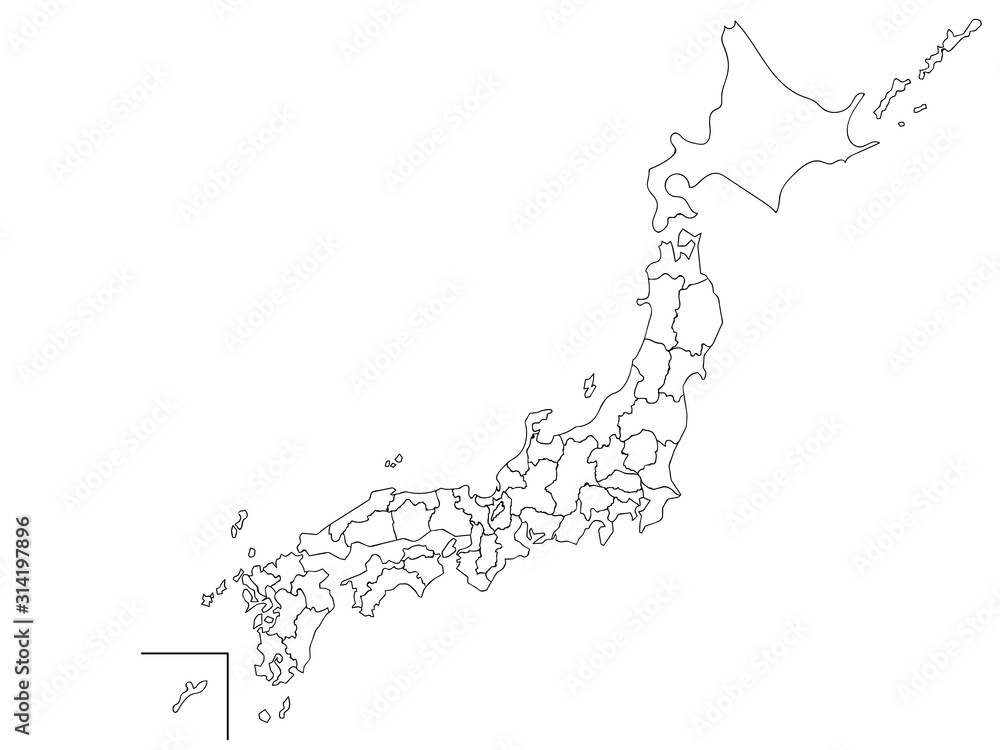 日本地図 白地図 塗り絵 Stock ベクター Adobe Stock