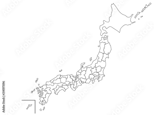 日本地図　白地図　塗り絵