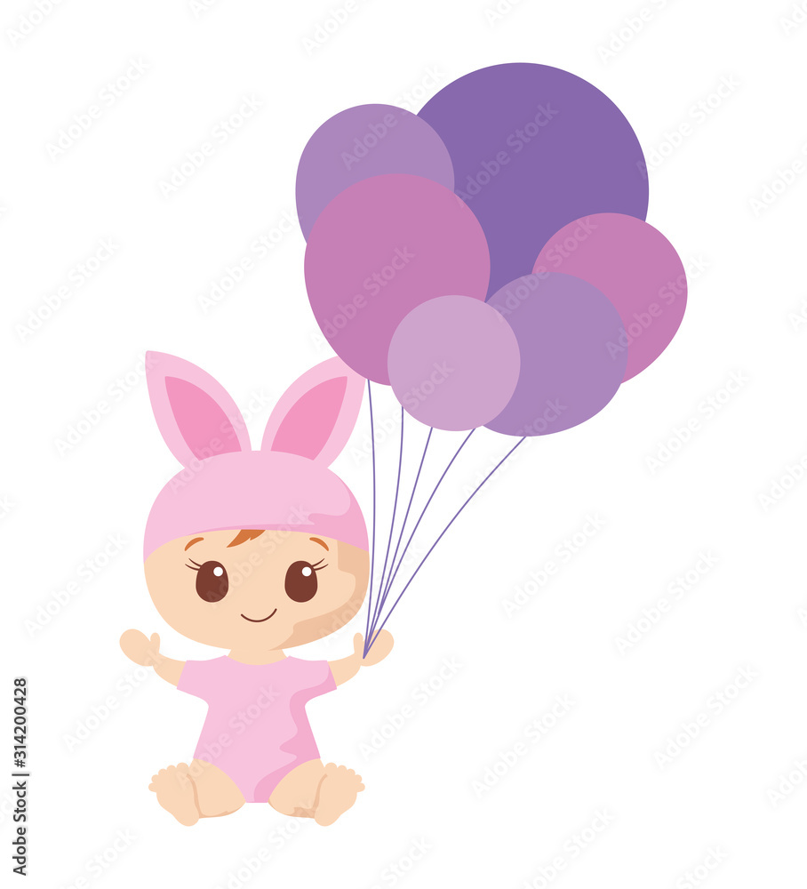 Cute baby boy with rabbit costume vector design Cute baby boy with rabbit costume vector design