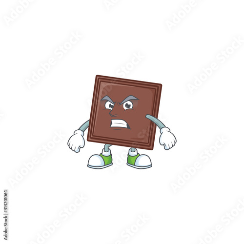 cartoon character of one bite chocolate bar with angry face