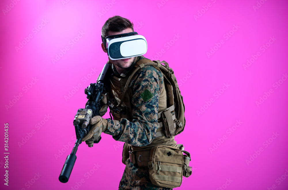 soldier in battle using virtual reality glasses soldier in battle using virtual reality glasses