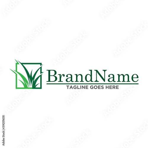 Grass and leaf logo icon vector. Nature logo grass icon template.