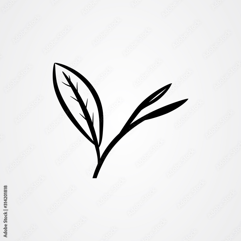 Tea leaves flat vector illustration
