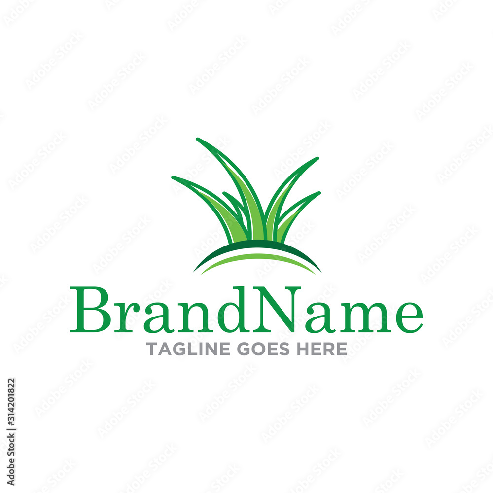 Grass and leaf logo icon vector. Nature logo grass icon template.