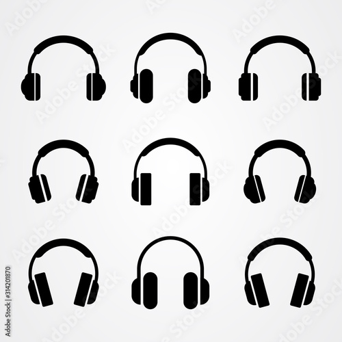 Set of headphones icon symbol vector illustration.