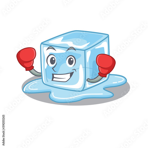 Sporty Boxing ice cube mascot character style