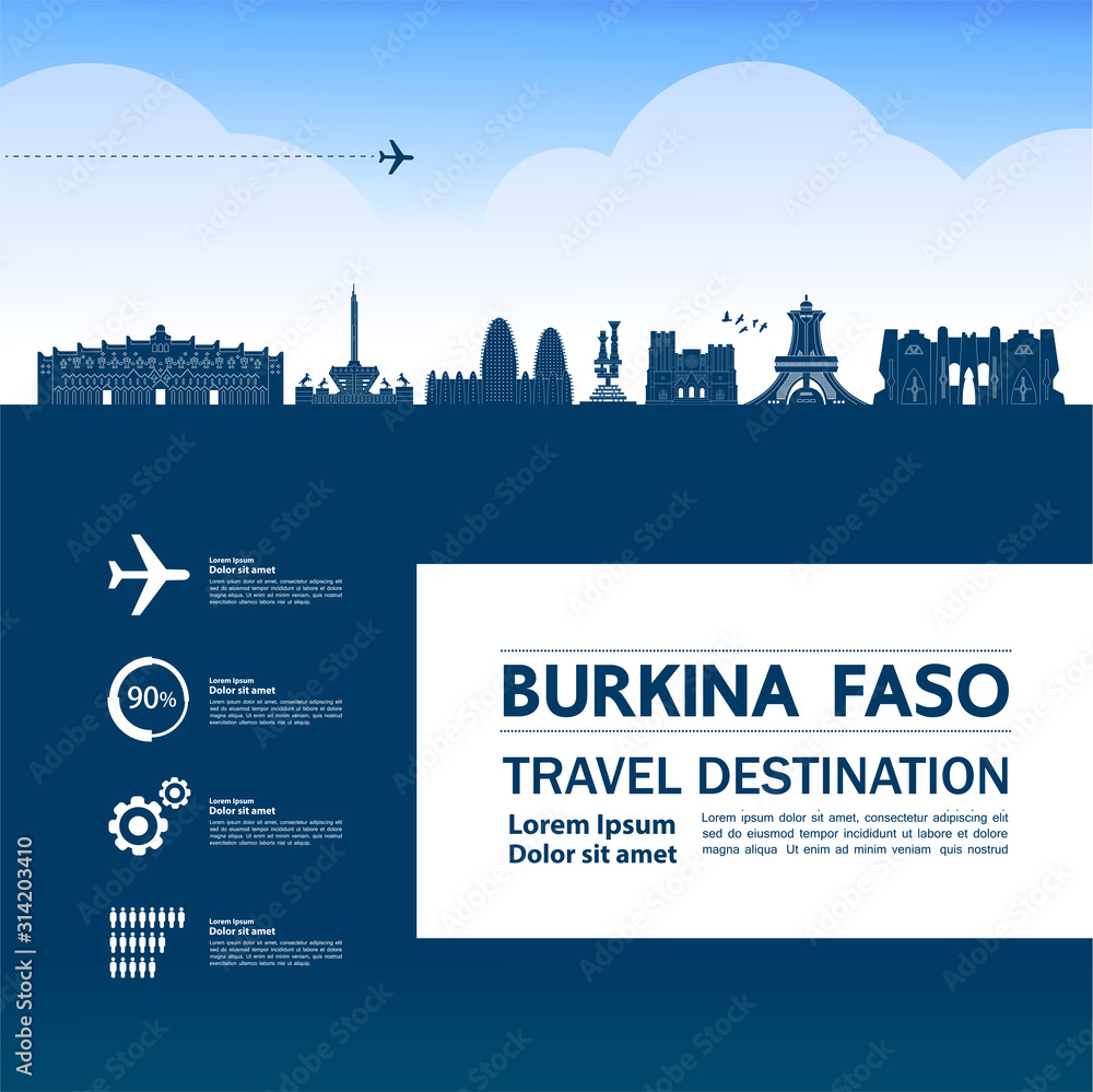 Burkina Faso travel destination grand vector illustration. 