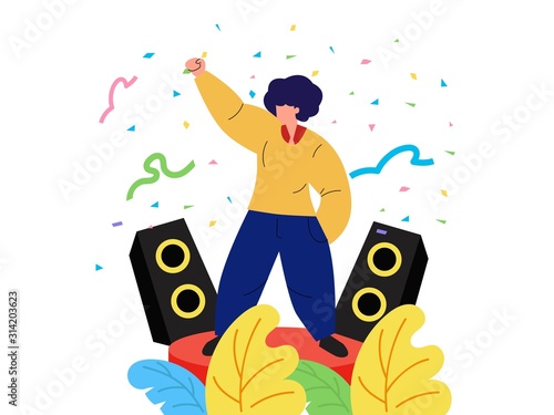 illustration People dancing on the stage vector design