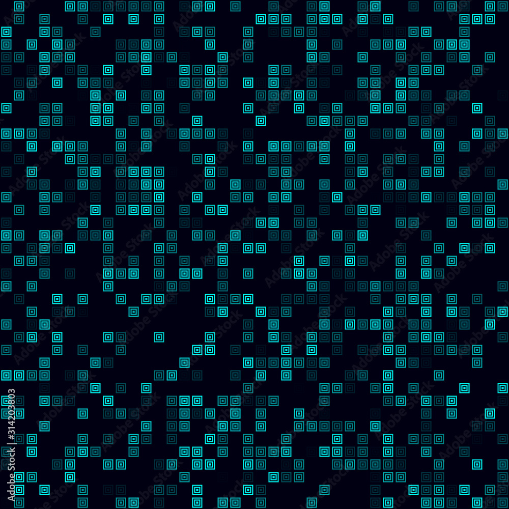 Futuristic tech pattern. Sparse pattern of multiple squares. Cyan colored seamless background. Modern vector illustration. Futuristic tech pattern. Sparse pattern of multiple squares. Cyan colored seamless background. Modern vector illustration.