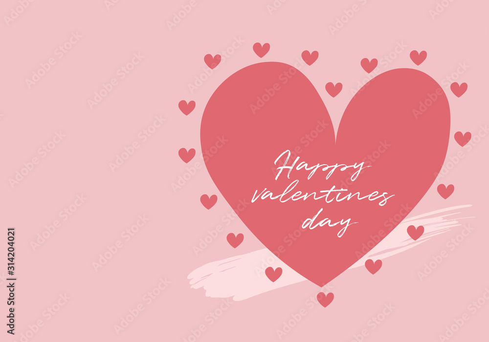 Happy valentines day card with hearts illustration, Romantic. Banner and Poster