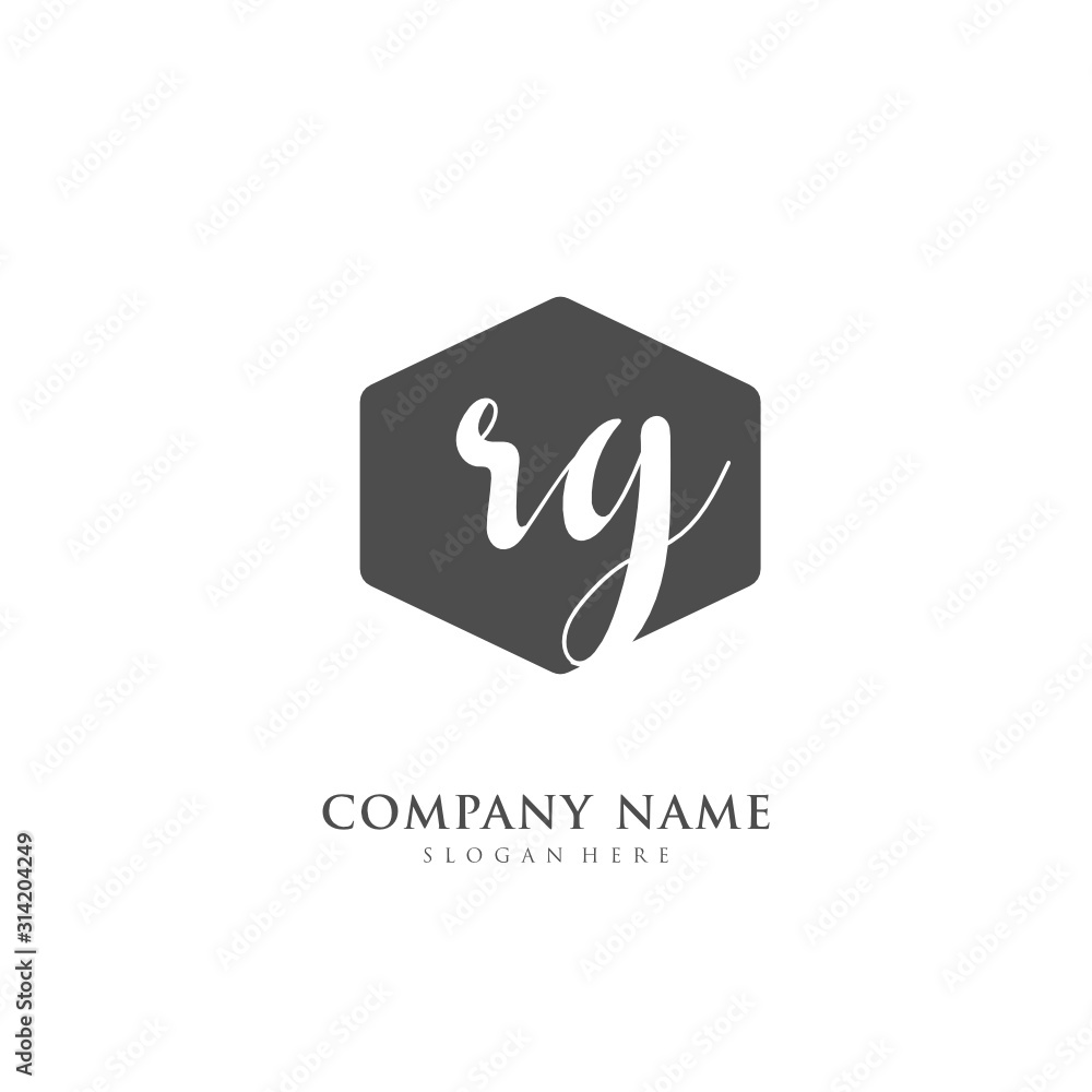 Handwritten initial letter R G RG for identity and logo. Vector logo template with handwriting and signature style.