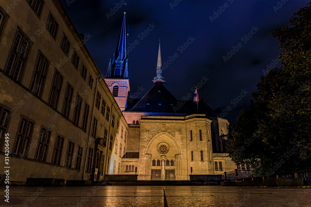 Notre Dame Catholic cathedral in Gothic, Baroque and Renaissance style in an old Jesuit church built in 1621, Luxembourg