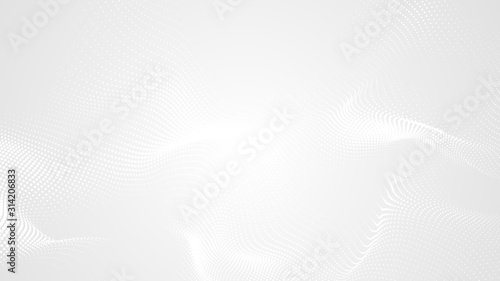 Dot white gray wave light technology texture background. Abstract big data digital concept. 3d rendering.