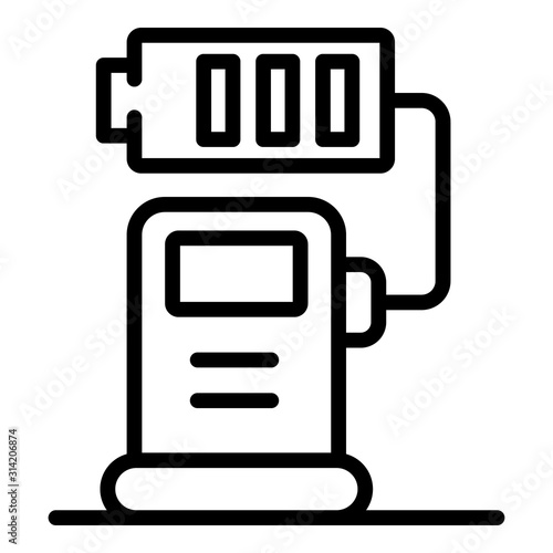 Station charging battery icon. Outline station charging battery vector icon for web design isolated on white background