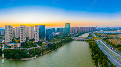 Aerial view of the outskirts of Fuzhou, Fujian Province, China