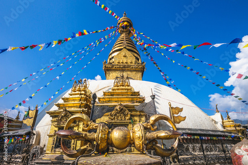 Swayambhunath, monkey temple in kathmandu, nepal photo