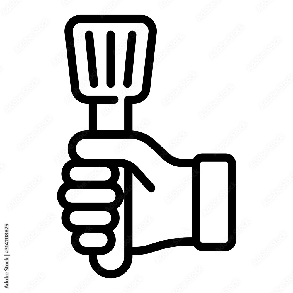 Cooking tool in hand icon. Outline cooking tool in hand vector icon for web design isolated on white background Cooking tool in hand icon. Outline cooking tool in hand vector icon for web design isolated on white background