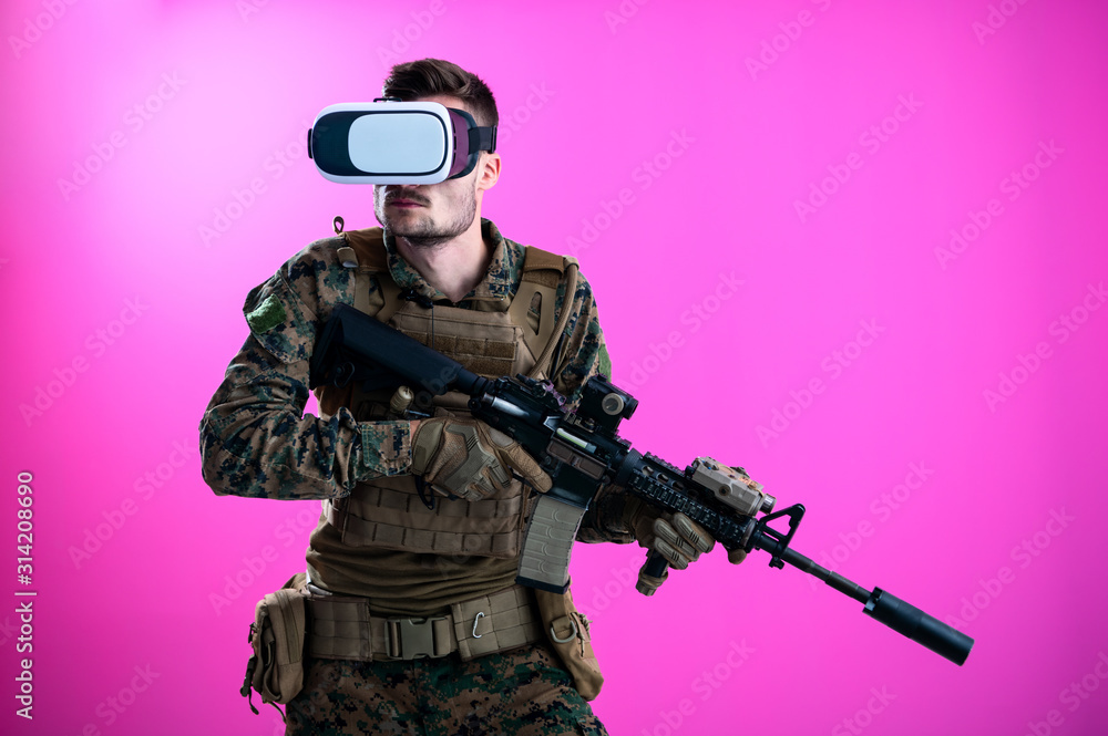 soldier in battle using virtual reality glasses soldier in battle using virtual reality glasses