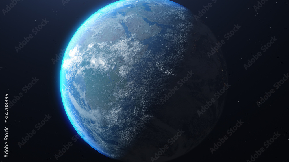 Fototapeta premium Earth and galaxy. Elements of this image furnished by NASA. 3d illustration.
