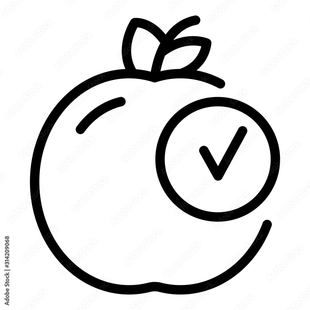 Approved apple icon. Outline approved apple vector icon for web design isolated on white background Approved apple icon. Outline approved apple vector icon for web design isolated on white background