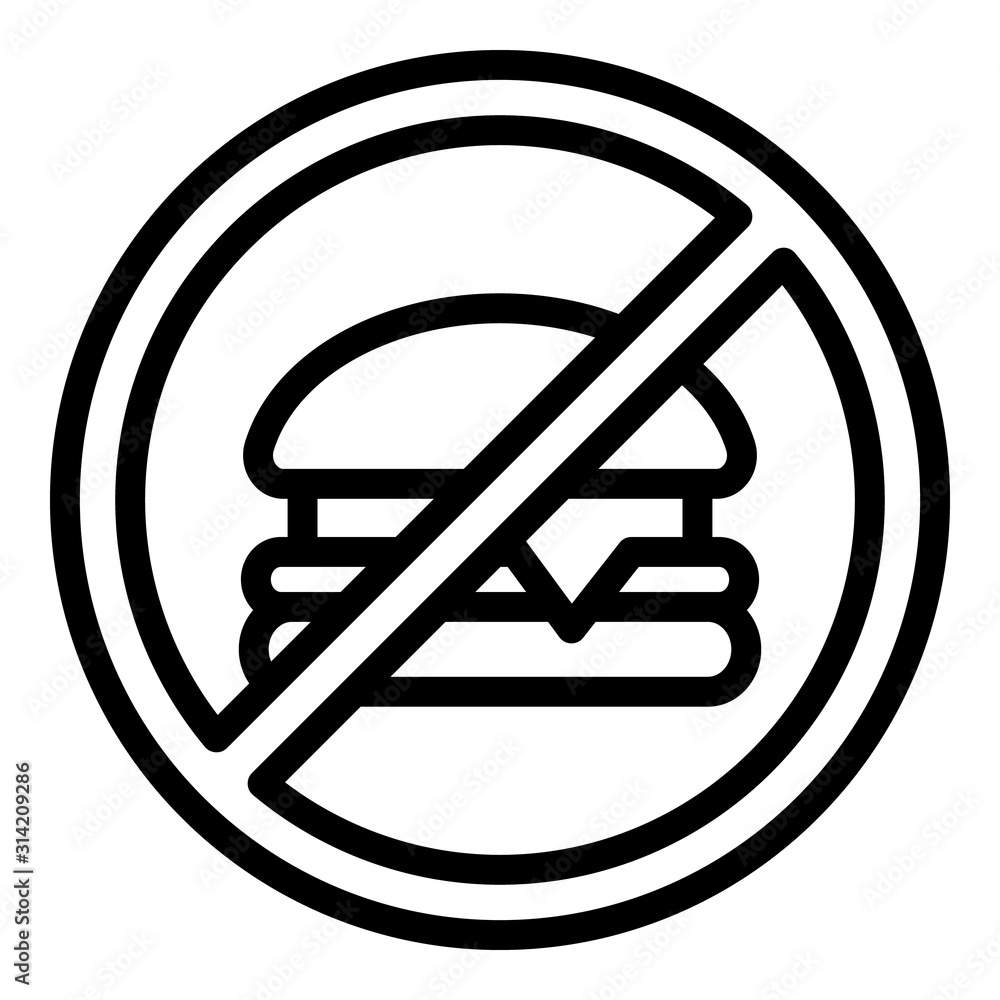 No fast food icon. Outline no fast food vector icon for web design isolated on white background No fast food icon. Outline no fast food vector icon for web design isolated on white background