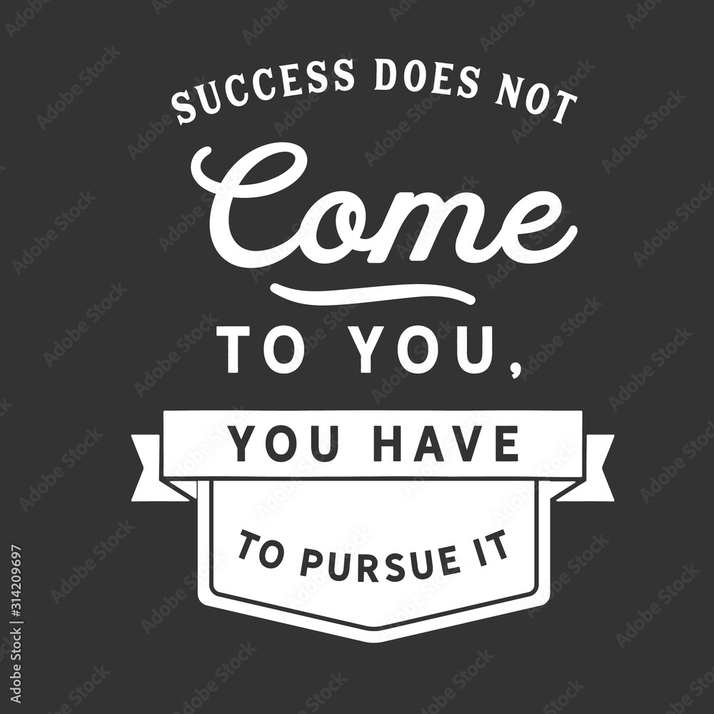 Success does not come to you-you who have to pursue it