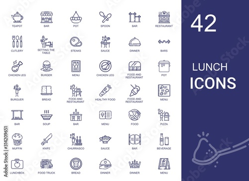 lunch icons set
