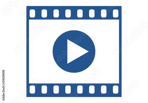 Film strip with play button icon. Video and movie concept. Vector illustration.