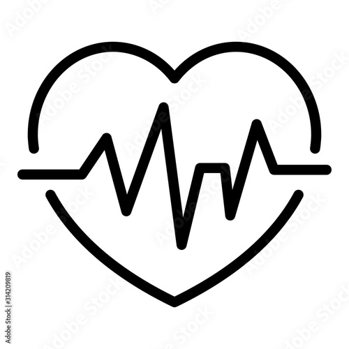 Heart rate icon. Outline heart rate vector icon for web design isolated on white background