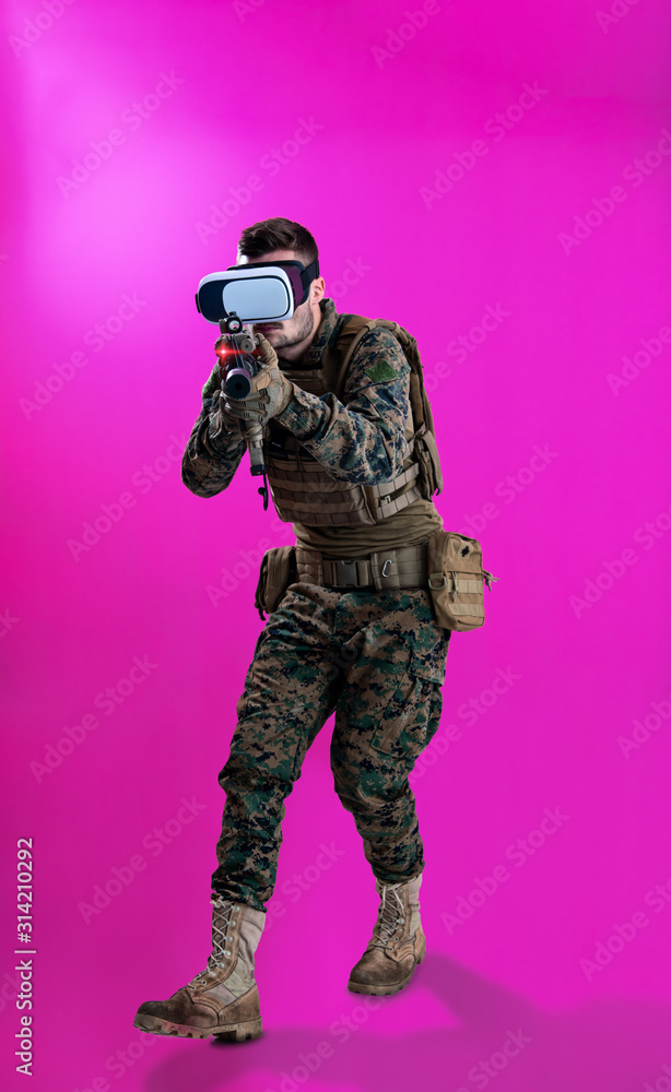 soldier in battle using virtual reality glasses soldier in battle using virtual reality glasses