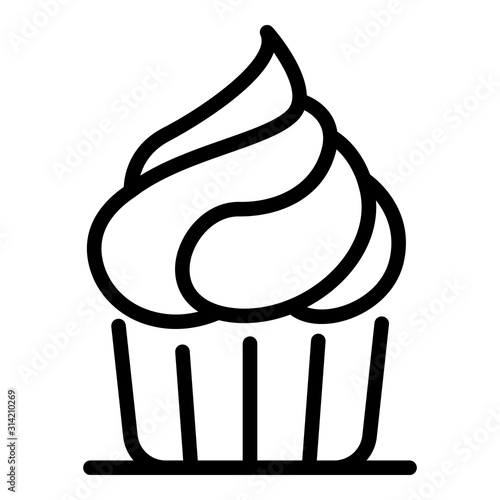 Cupcake icon. Outline cupcake vector icon for web design isolated on white background