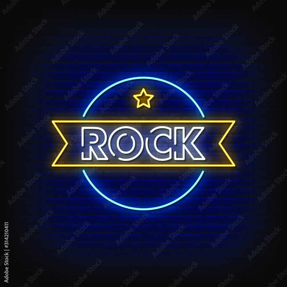 Fototapeta premium Rock Neon Signs Style Text Vector